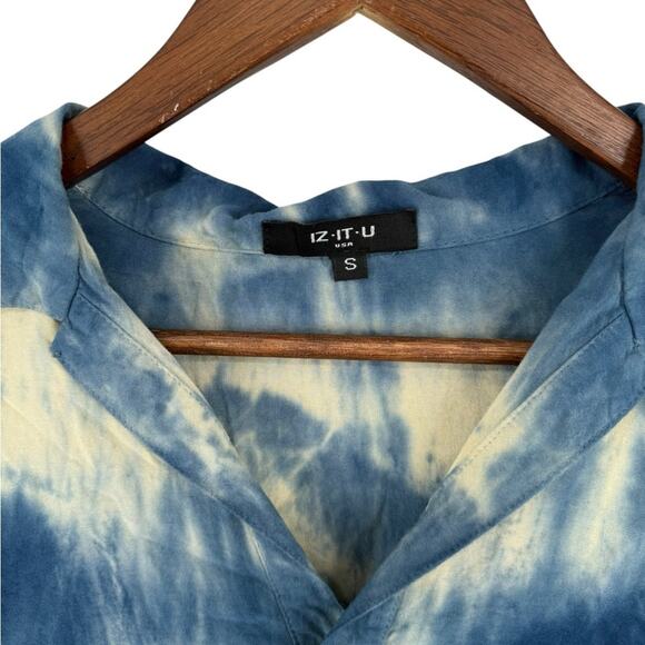 IZ-IT-U USA Blue Tie Dye Pullover Top 100% Cotton Men’s Size S Made in USA - Picture 3 of 12